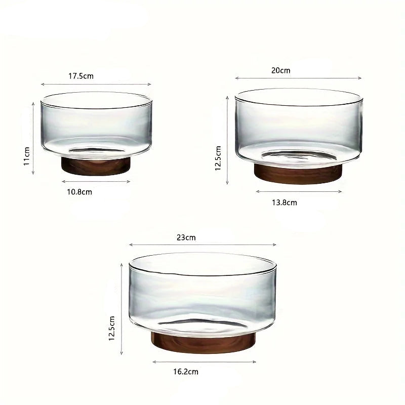 Tigela de Vidro e Madeira