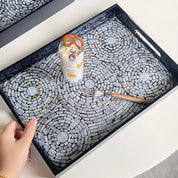 Ahunderjiaz-Bandeja Retro Shell Quadrado, Sala De Jantar E Sala De Estar, Decorações De Mesa, Armazenamento De Luxo Preto Leve, Bandeja De Frutas, Casa D