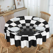 Toalha de Mesa Redonda Ilusão Óptica Preto e Branco 60"