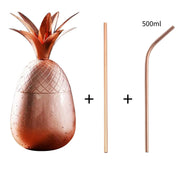 Copo de abacaxi de aço inoxidável, caneca mule de moscou, canecas de metal criativas, copos de vidro de coquetel com canudo e tampa, canecas de coquetel, ferramenta de bar