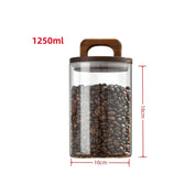 Tampa de madeira pote de vidro hermético recipiente de alimentos chá grãos de café garrafas de armazenamento de cozinha jar selado motivos frasco de doces