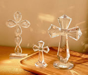 1pc amor anjo e cruz prisma em forma de artesanato de vidro, peitoris da janela coletor de sol ornamento prisma luz captura artesanato decorativo