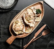 Bandeja estética alta em forma de folha de madeira bandeja de chá da tarde bandeja de sushi ocidental sobremesa bandeja de refeição de frutas bandeja de alimentos de madeira à prova dwaterproof água