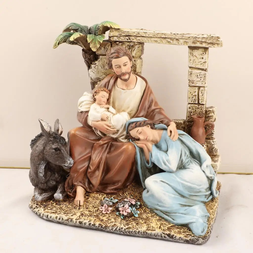 Estátua de resina católica de 7,24''H da Sagrada Família | Presépio | Configuração estável detalhada para Natal e devoção domiciliar