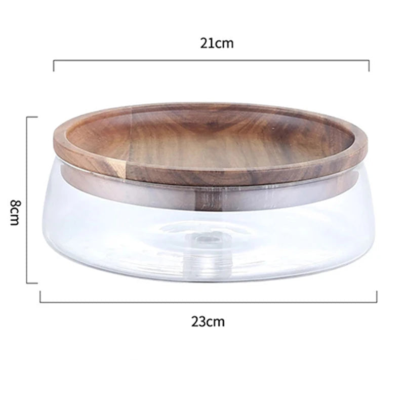 Recipientes de armazenamento de alimentos de vidro criativo com tampa de madeira cozinha lanche frutas doces porca organizador de armazenamento de artigos diversos para cozinha