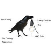 Lâmpada de parede de resina Lucky Bird Crow - Luz de parede decorativa LED para quarto e sala de estar, decoração de casa com lâmpada grátis