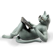 Ler literatura gato artesanato decoração criativa ler gato casa mesa decoração estátua escritório decoração para casa presente acessórios do carro