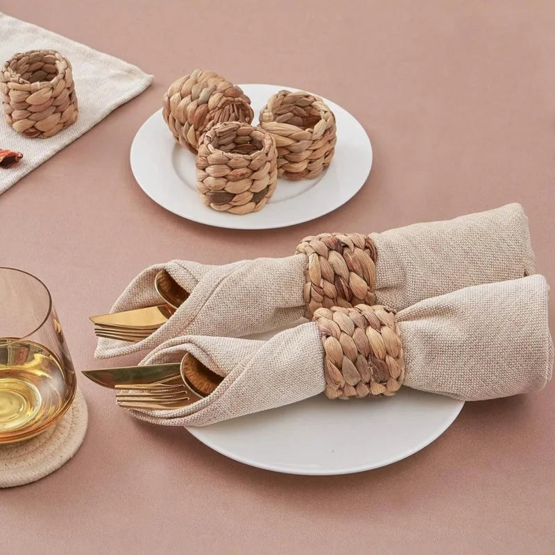 6 pces suporte de anéis de guardanapo de fazenda feito à mão, suporte de anéis de guardanapo de tecido rústico, outono tecido para o natal, ano novo