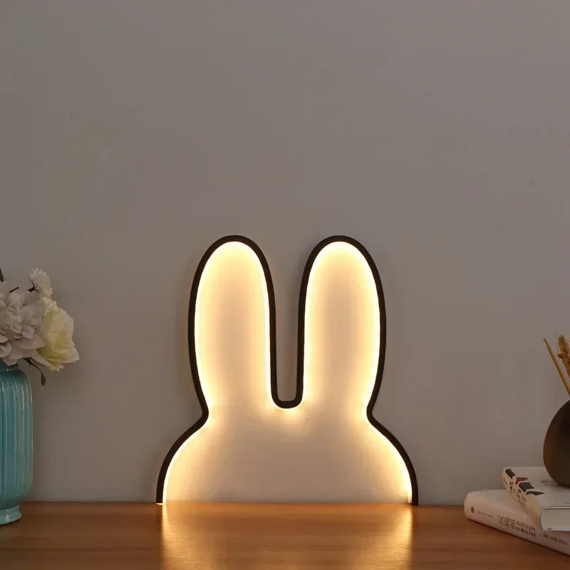Menina adorável nordic lâmpada do quarto das crianças criativo led coelho lâmpada usb de três cores mutável lâmpada de cabeceira decoração da parede luz da noite