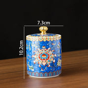 Pote de Armazenamento Decorado em Cerâmica