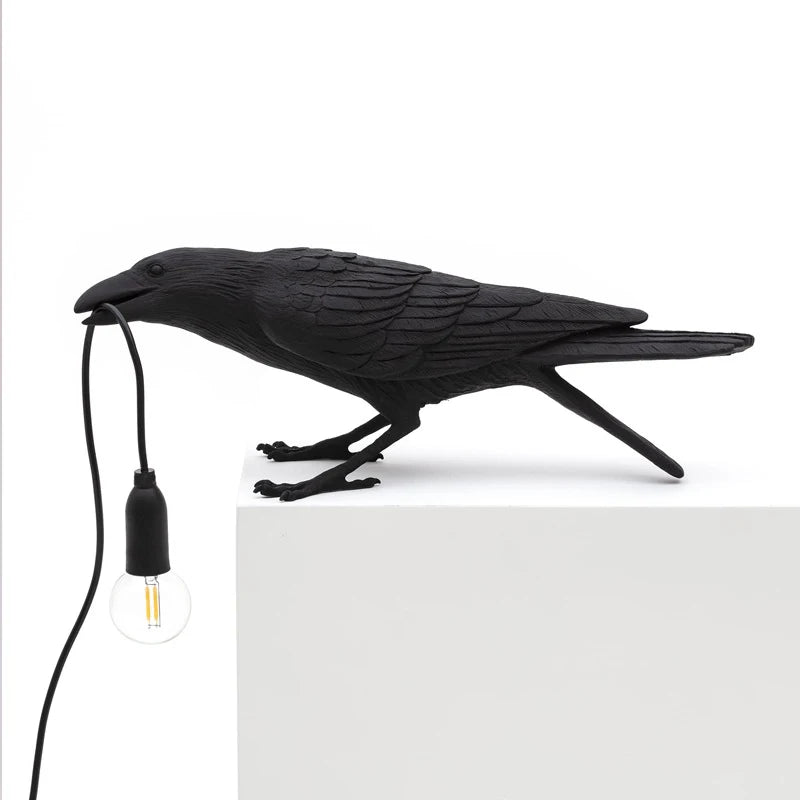 Lâmpada de parede de resina Lucky Bird Crow - Luz de parede decorativa LED para quarto e sala de estar, decoração de casa com lâmpada grátis