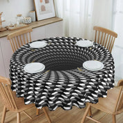 Toalha de Mesa Redonda Ilusão Óptica Preto e Branco 60"