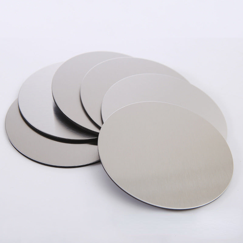 6 pçs/set redondo de aço inoxidável mesa placemats isolamento térmico caneca resistente ao calor cerveja xícara de chá coaster almofada esteira coasters