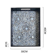 Ahunderjiaz-Bandeja Retro Shell Quadrado, Sala De Jantar E Sala De Estar, Decorações De Mesa, Armazenamento De Luxo Preto Leve, Bandeja De Frutas, Casa D