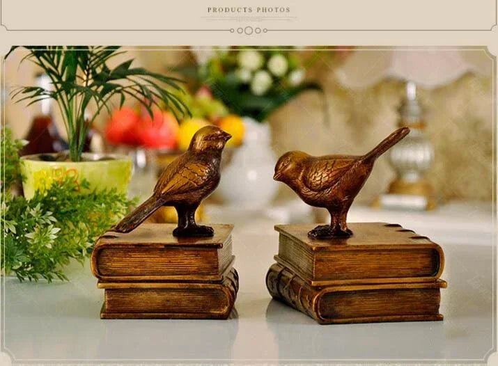 Aparadores de Livros Retro Birds em Resina