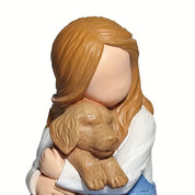 Escultura Menina e Golden Retriever