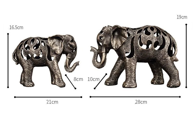 Vilead oco elefante estátua estilo retro escultura acessórios de decoração para casa sala estar estante decoração interior objeto presente