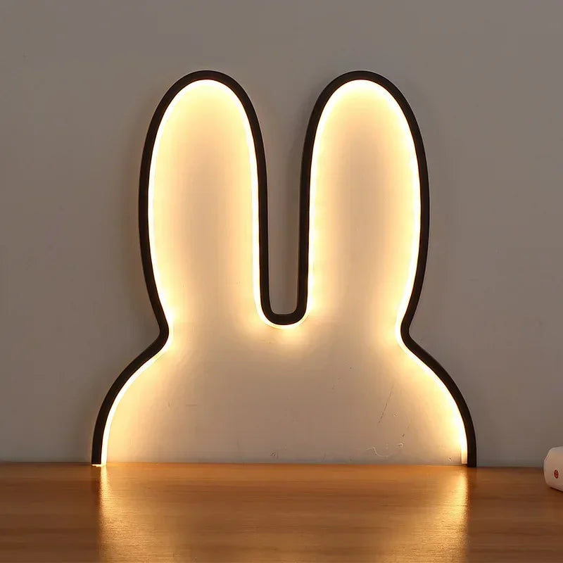 Menina adorável nordic lâmpada do quarto das crianças criativo led coelho lâmpada usb de três cores mutável lâmpada de cabeceira decoração da parede luz da noite