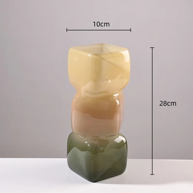 Vaso de vidro geométrico colorido, garrafa de vidro de cor gradiente, vaso de flores, terrário hidropônico, vaso de flores, decoração de casa