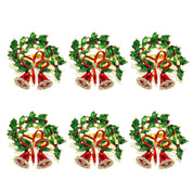 6 pçs anéis de guardanapo de natal árvore de natal floco de neve veados quebra-nozes guardanapo titular fivela de guardanapo de ouro para festa de natal decoração de mesa