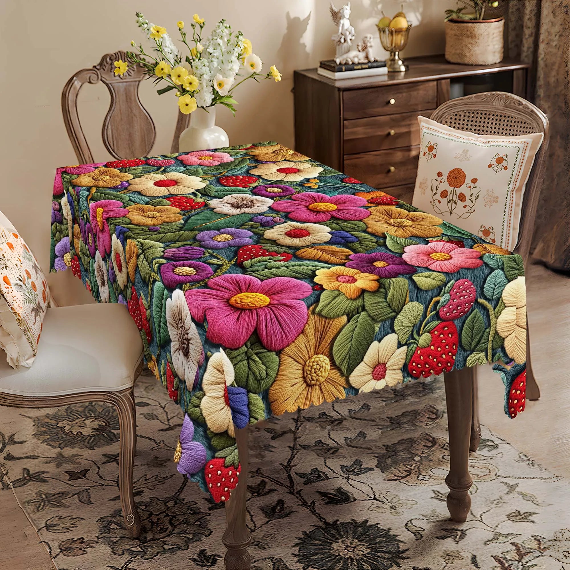 Toalha de Mesa Floral Primavera Verão - Decoração Elegante