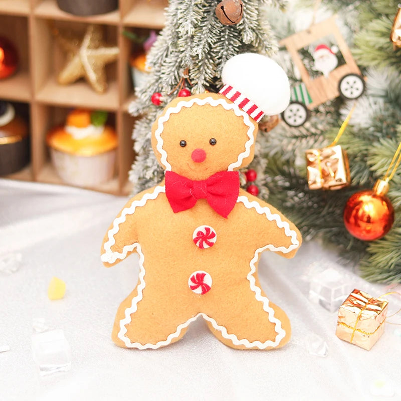 Natal decoração de ano novo para casa boneca de pelúcia homem de gengibre árvore de natal pendurado ornamento pingente interior presente do miúdo decoração 2024