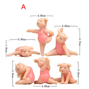 Conjunto de 6 Estatuetas  Porquinhas Dançarinas