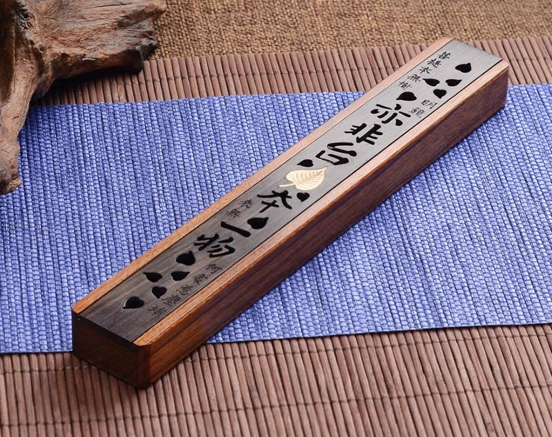 Criativo retro preto escritório em casa suporte de incenso de madeira queimador de incenso tradicional tipo chinês madeira artesanal escultura caixa incensário