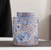 Jarra de chá de cerâmica chinesa, jarra de doces roxa de alta qualidade, caixa selada de porcelana azul e branca, garrafa de cerâmica funcional, ornamento para casa