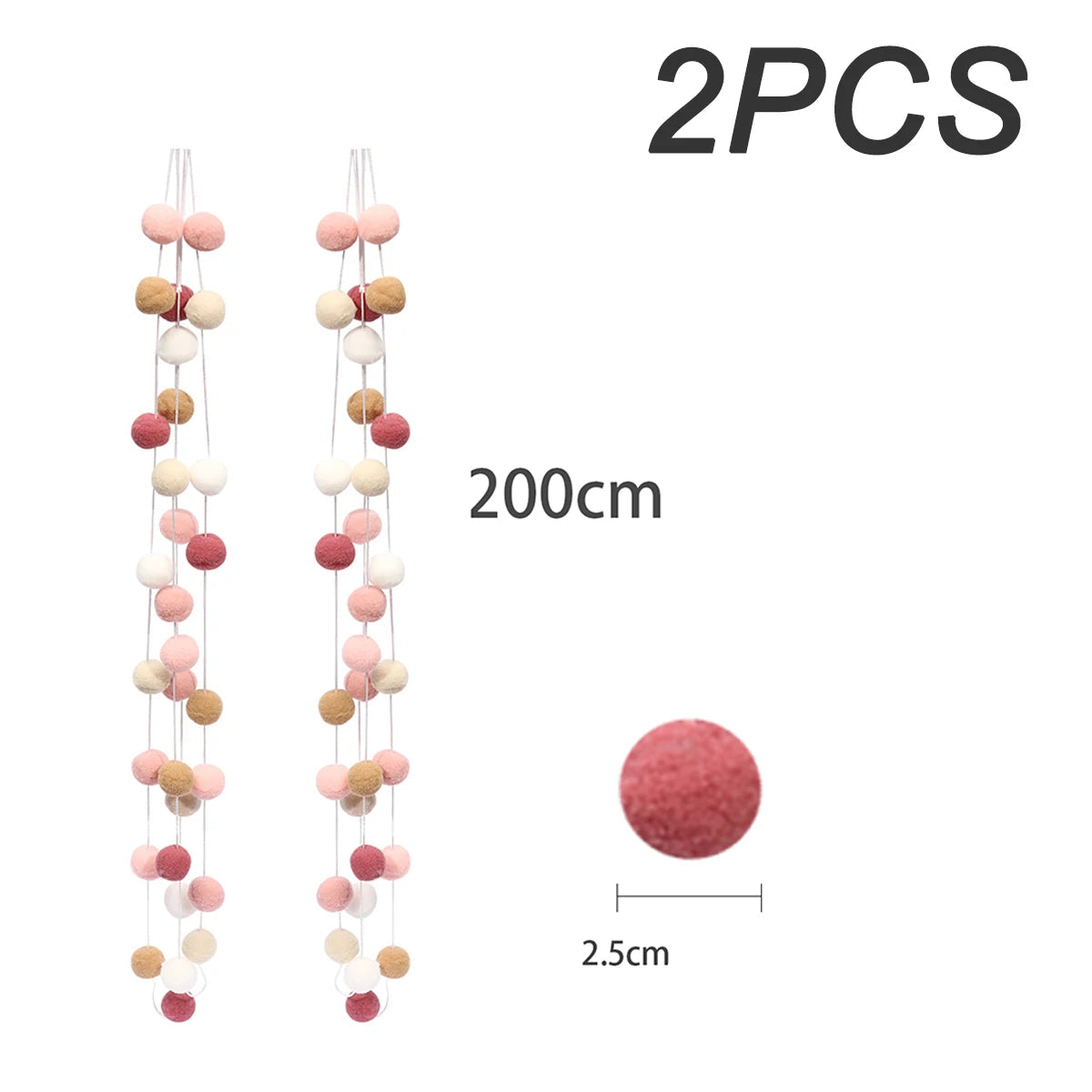 2m bola de feltro guirlanda pompom corda ornamentos para boho casa decoração do quarto chá de bebê aniversário natal decoração da parede