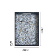 Ahunderjiaz-Bandeja Retro Shell Quadrado, Sala De Jantar E Sala De Estar, Decorações De Mesa, Armazenamento De Luxo Preto Leve, Bandeja De Frutas, Casa D