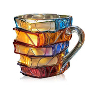Caneca de livro pintada 11oz, novidade, livros pintados em 3d, caneca de café, livros de resina coloridos exclusivos, pilha de copo de café, coleção de presentes