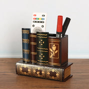 Suporte de caneta de madeira, suporte de caneta, armazenamento de papelaria, recipiente retrô, pote de escova, mesa de escritório, copo de lápis ganizer