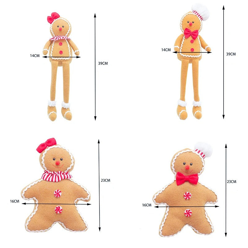 Adorável Boneco de Gengibre de Pelúcia para Decoração Natalina