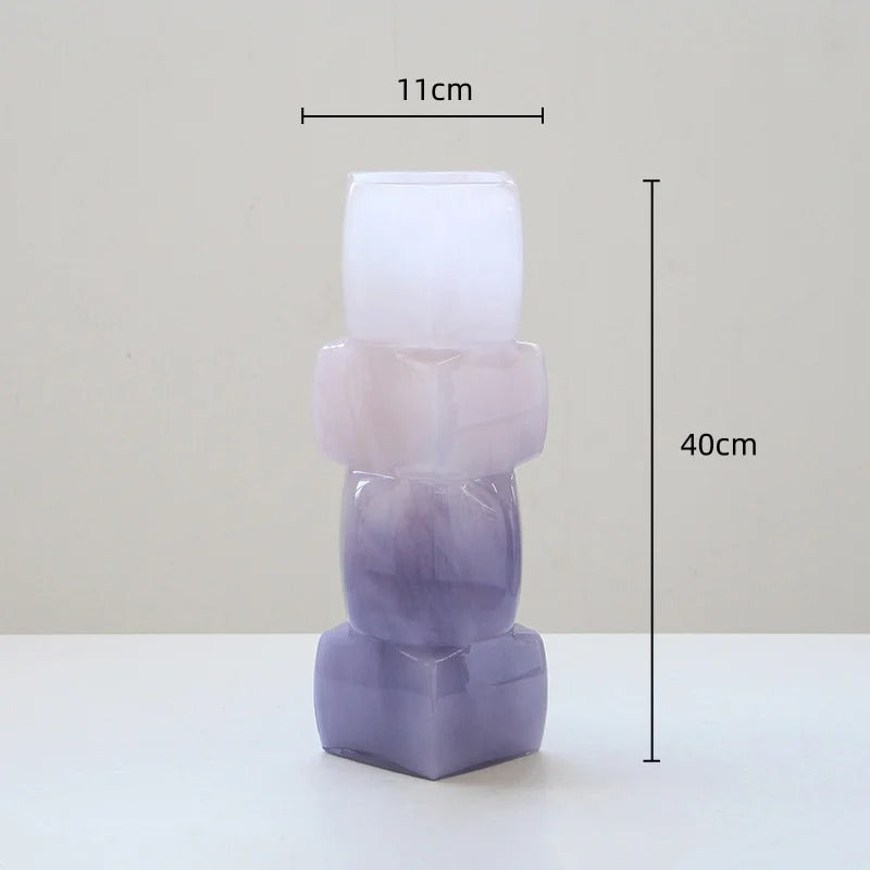 Vaso Geométrico de Vidro Colorido para Decoração