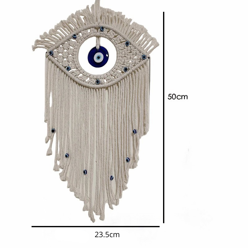 Tapeçaria de Macramê com Pingente Olho Grego