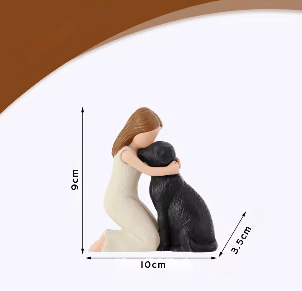 Estatueta de Lembrança Amor Canino Pintada à Mão