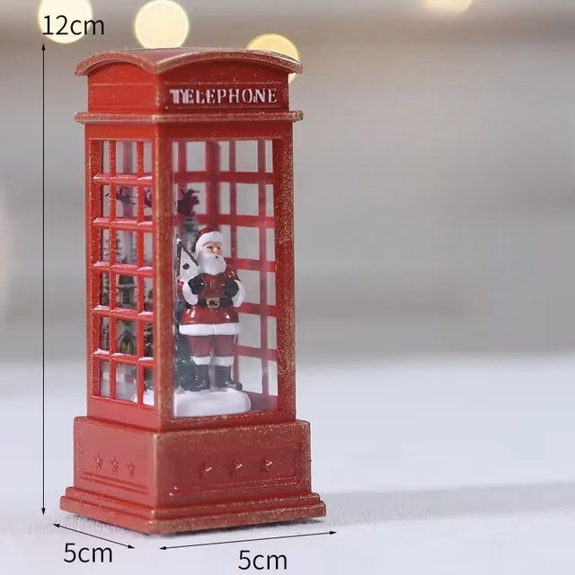 Cabine Telefônica Decorativa de Natal com Luz Noturna