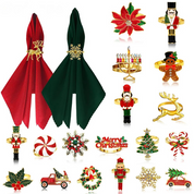 Anéis de Guardanapo Natalinos – Conjunto de 6 Peças Douradas