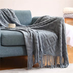 Nordic malha cobertor para camas, sofá cobertores, adereços foto, ar condicionado borla, xadrez jogue, Chunky cama