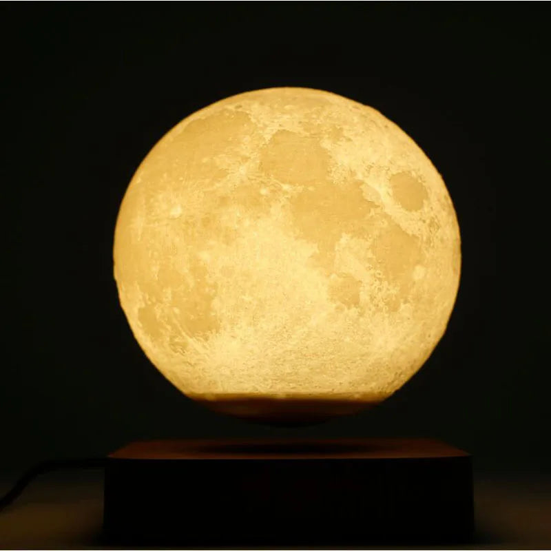 Nova impressão 3d led night light criativo toque levitação magnética lua lâmpadas 3 cores rotativa flutuante atmosfera lâmpada presente