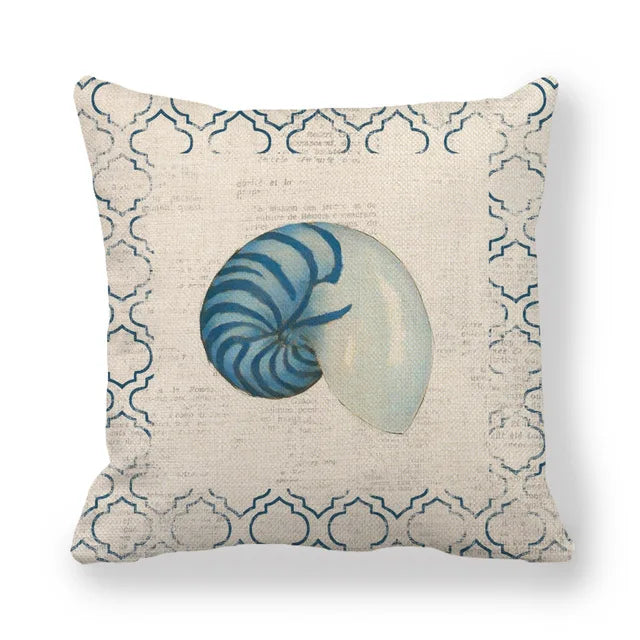 Capa de Almofada Decorativa Oceano em Linho e Algodão