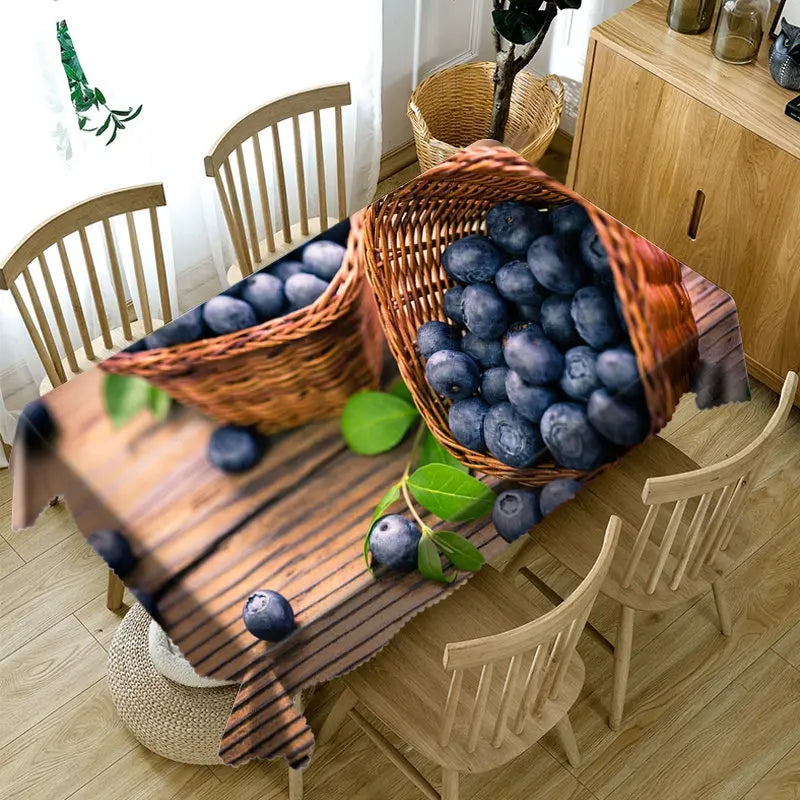 Toalha de Mesa 3D com Estampa de Frutas Vibrantes