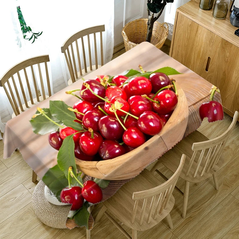 Toalha de Mesa 3D com Estampa de Frutas Vibrantes