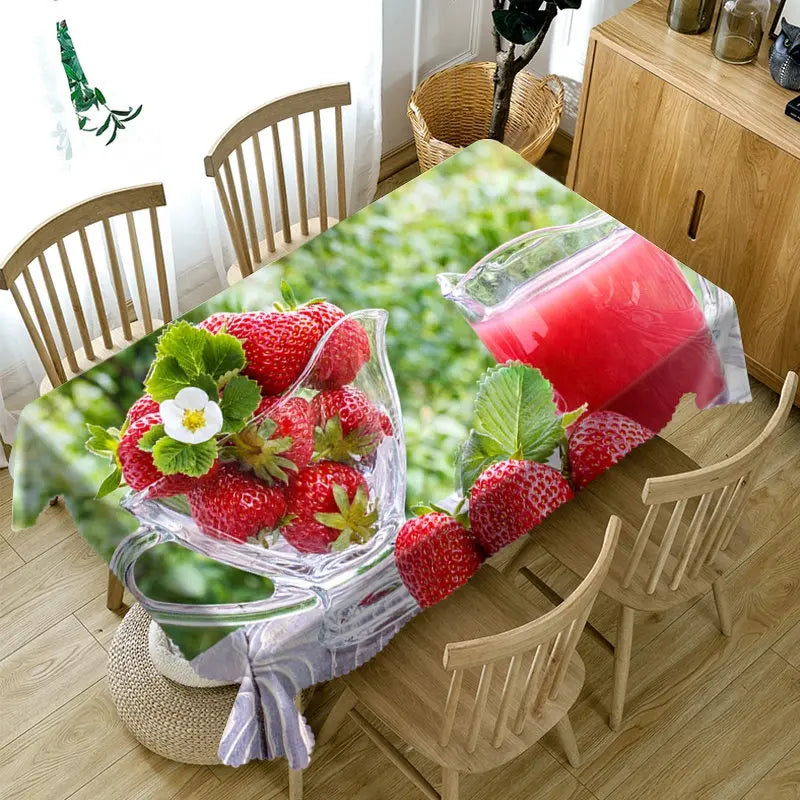 Toalha de Mesa 3D com Estampa de Frutas Vibrantes