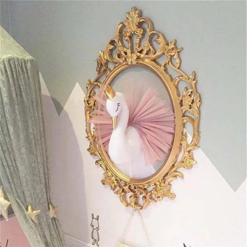 Crianças decoração do quarto 3d cabeças animais cisne parede pendurado decoração para crianças quarto berçário decoração suave instalar casa de jogo