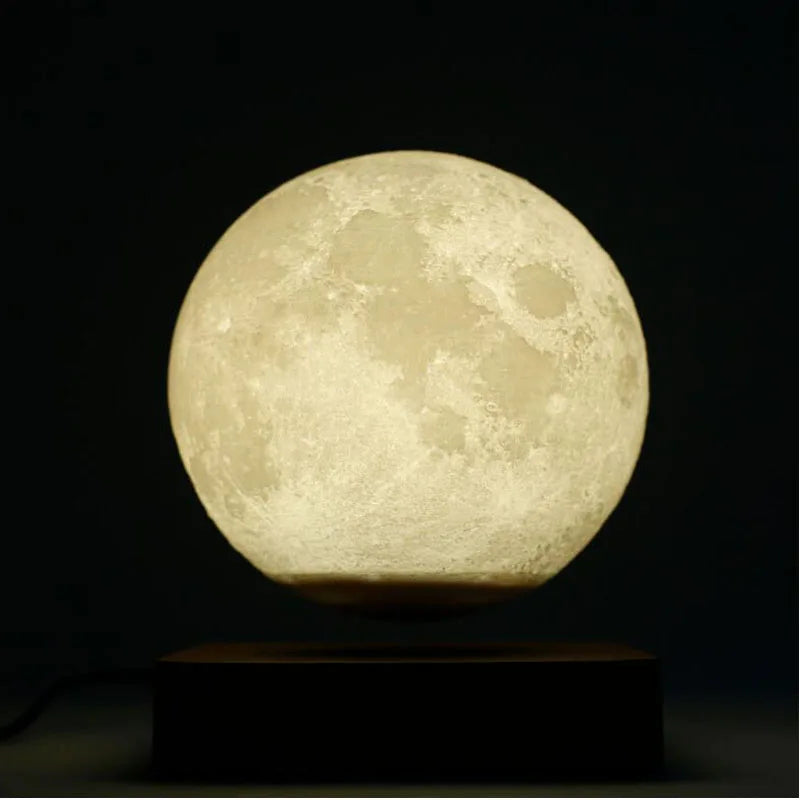 Nova impressão 3d led night light criativo toque levitação magnética lua lâmpadas 3 cores rotativa flutuante atmosfera lâmpada presente