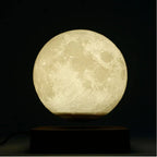 Nova impressão 3d led night light criativo toque levitação magnética lua lâmpadas 3 cores rotativa flutuante atmosfera lâmpada presente