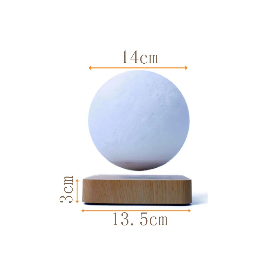 Nova impressão 3d led night light criativo toque levitação magnética lua lâmpadas 3 cores rotativa flutuante atmosfera lâmpada presente