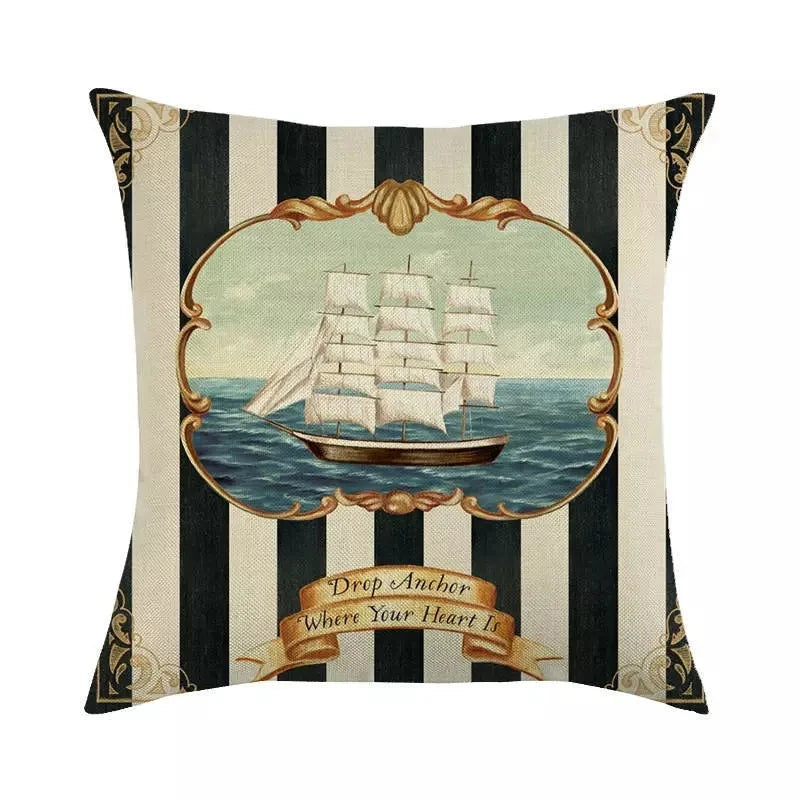 Capa de Almofada Decorativa Oceano em Linho e Algodão